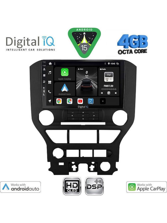 Digital IQ Car Audio System for Ford Mustang 2015-2020 (Bluetooth/USB/WiFi/GPS/Apple CarPlay/Android Auto) with 9" Touch Screen