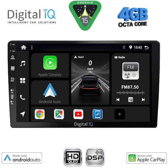 Digital IQ Sistem Audio Auto (Bluetooth/USB/Wi-Fi/GPS/Apple CarPlay/Android Auto) cu Ecran Tactil 9"