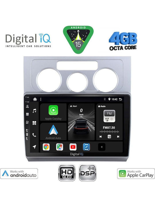 Digital IQ Car Audio System for Volkswagen Touran 2003-2010 with A/C Bluetooth USB Wi-Fi GPS Apple CarPlay Android Auto with 10 Inch Touch Screen