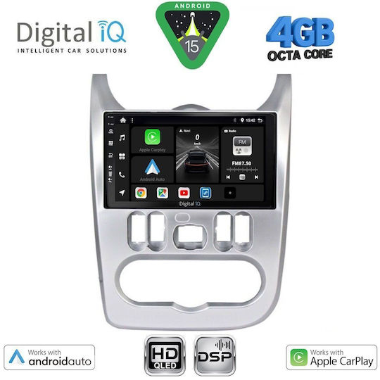 Digital IQ Car Audio System for Renault Logan Dacia Duster Logan Sandero 2006-2012 Bluetooth USB WiFi GPS Apple CarPlay Android Auto with 9" Touch Screen