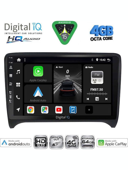 Digital IQ Auto-Audiosystem Für Audi TT 2007-2015 Bluetooth USB Eingebautes Wi-Fi GPS Apple CarPlay Android Auto Mit 9 Zoll Touchscreen