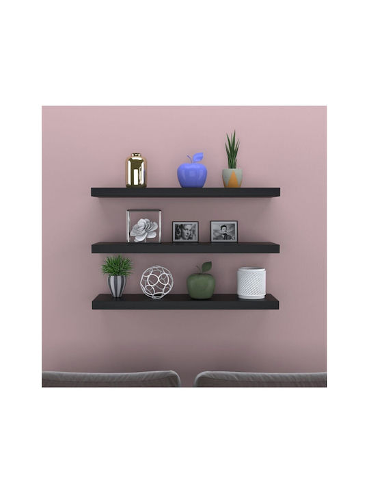 Black Wall Shelves (3 Pieces) 50x12x12cm