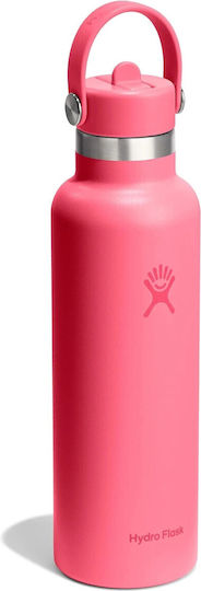 Hydro Flask Standard Flex Μπουκάλι Θερμός Ανοξείδωτο 621ml Popstar Pink με Καλαμάκι