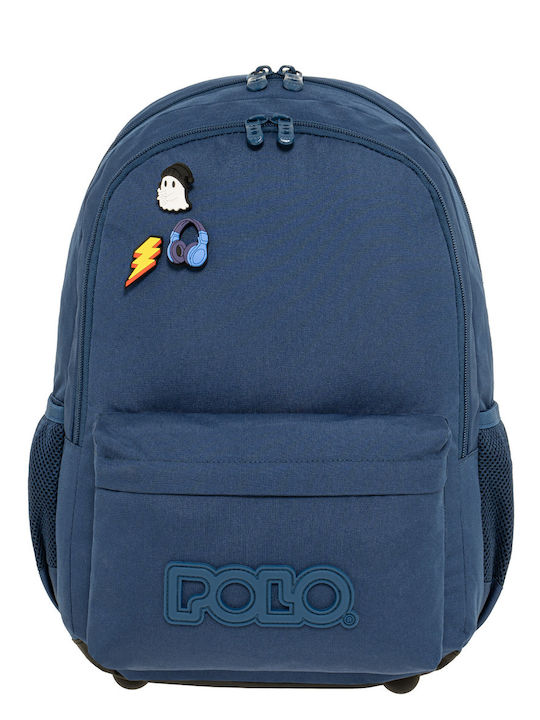 Polo Pins Schulranzen Rucksack Blau mit Flasche...