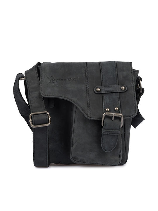 Leder Herren Tasche Bote Schwarz