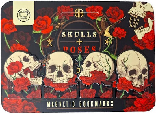 Puckator Μαγνητικοί Σελιδοδείκτες Skulls & Roses 4τμχ
