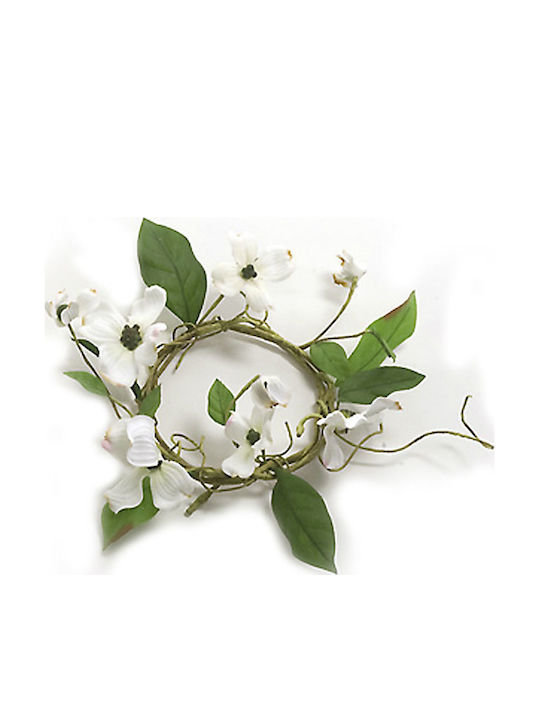 Zaros Christmas Decorative Fabric Wreath 6 Pieces White