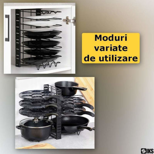 Suport Metalic Pentru Oale Și Tigăi 40x20x5cm 8 Bucăți Negru