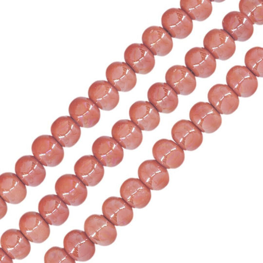 Mărgea Ceramică Rotundă Email Coral 7mm Ø2.5mm 1buc