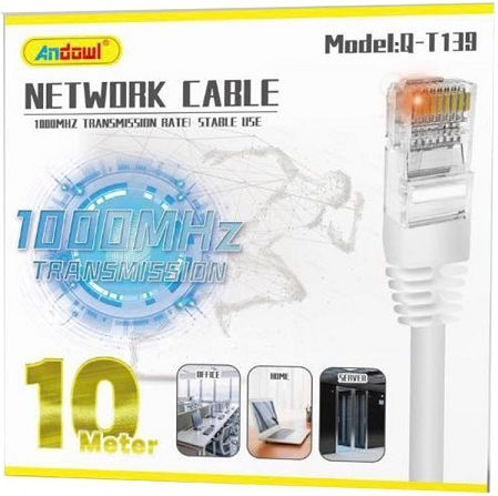 Andowl Flat U/UTP Cat.5e (Gigabit) Καλώδιο Δικτύου Ethernet 10m