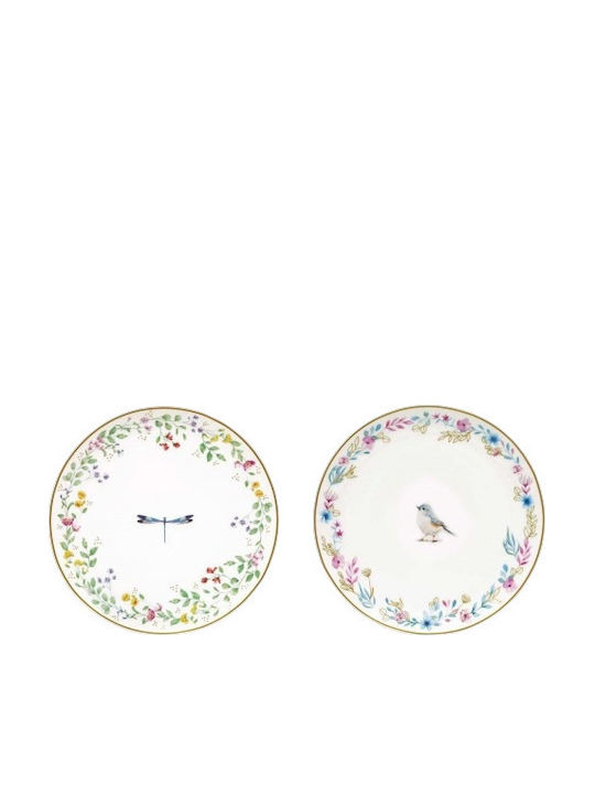 Marva Easy Life Fancy Garden Πιάτο Γλυκού από Πορσελάνη Λευκό 16cm 2τμχ