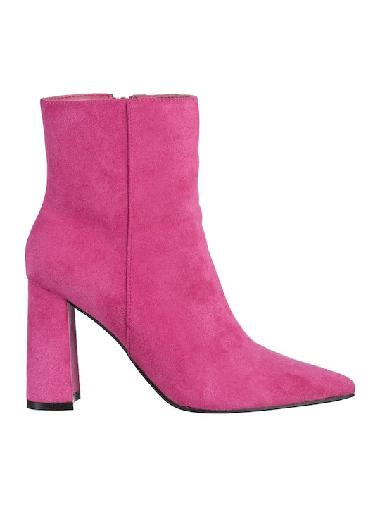 Ghete Dama Ankle Boots cu Toc Înalt Fucsia