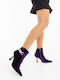Ghete Dama Ankle Boots cu Toc Înalt Violet