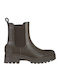 Leather Women's Ankle Boots with Platform Green