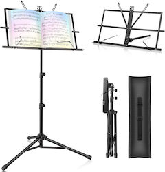 Sheet Music Stand Zola Adjustable Height Adjustable Tilt Angle Carry Bag Iron Plastic 46.5 X 29 X 65 90 123 Cm Black