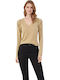 Women's Blouse with V-Neckline Gold