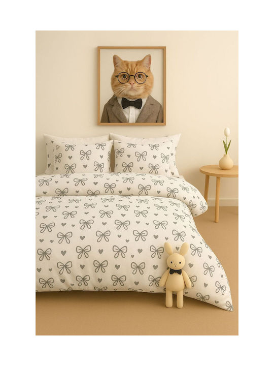 SteweHome Set Kids Duvet Cover Single With Pillowcase Cotton Black 100x215cm