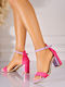 Sandale Elegante Damă De Catifea Fuchsia