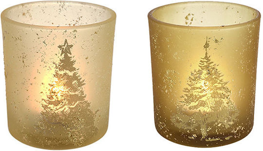Zaros Christmas Glass Gold Candlestick 7cm 6 Pieces