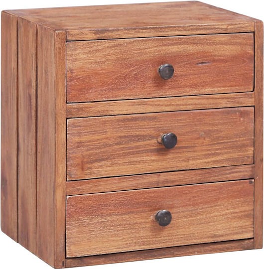 Bedside Table Made of Solid Wood Beige 35x25x35cm