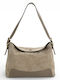 Damentasche aus Leder Schulter Taupe