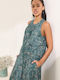 Women's Cotton Sleeveless Blouse with Zipper Green