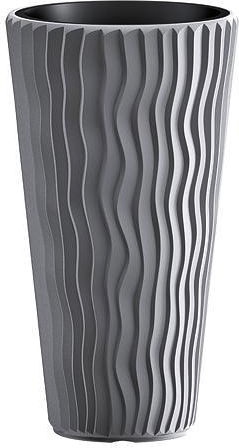 SGTT Roundsandy Blumen Topf Durchmesser 38 cm Höhe 70 cm Silber