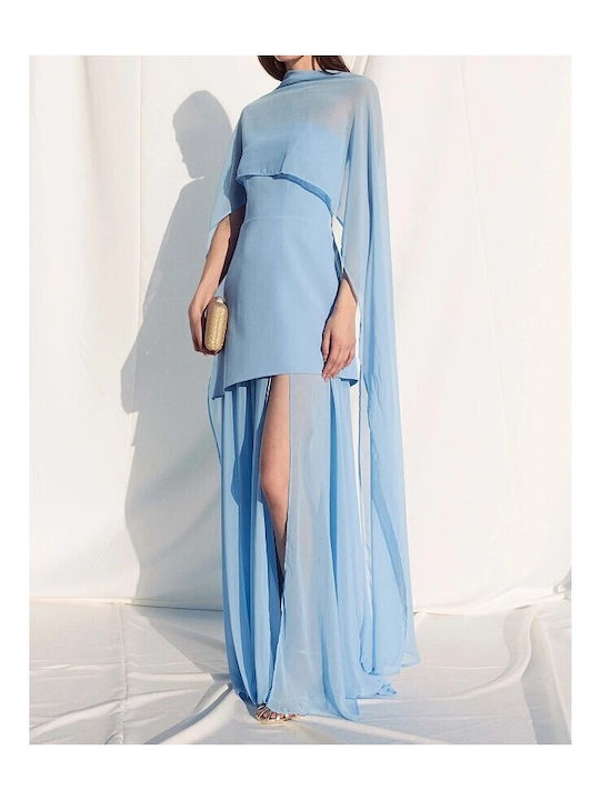 Summer Maxi Dress for Wedding and Christening Strapless Sky
