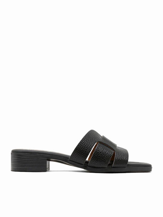 Oh My Sandals Δερμάτινα Γυναικεία Σανδάλια Μαύρα