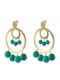 Oxette Earrings Gold Plated with Stones & Turquoise Pearls