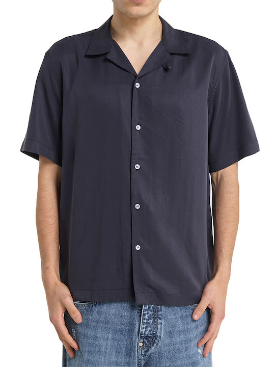 Sakai By Short Sleeve Denim Shirt In Regular Fit Blue