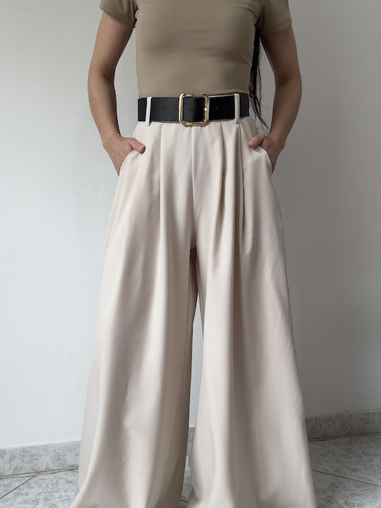 Women's High Rise Pantaloons with Rubber Band Beige