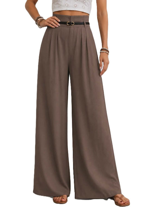 Women's High Rise Pantaloons in Loose Fit Brown-Mocha