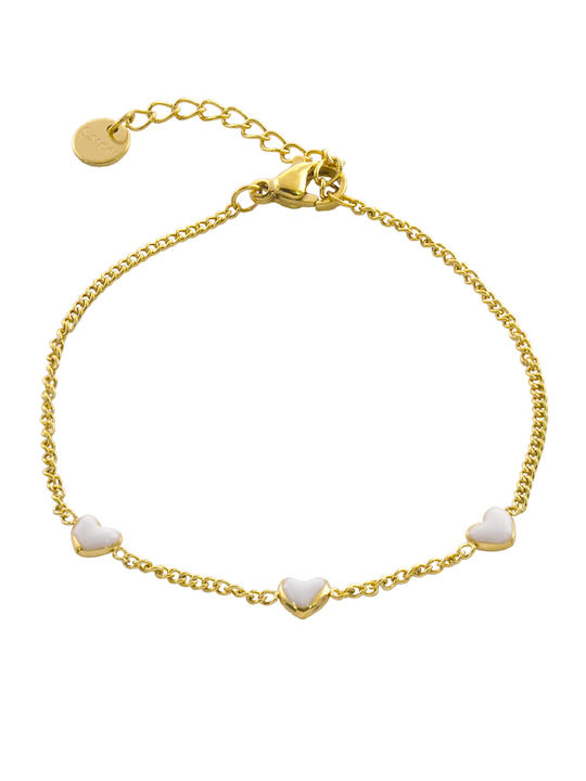 Loisir Women's Bracelet with Heart Design in Gold Plated Steel