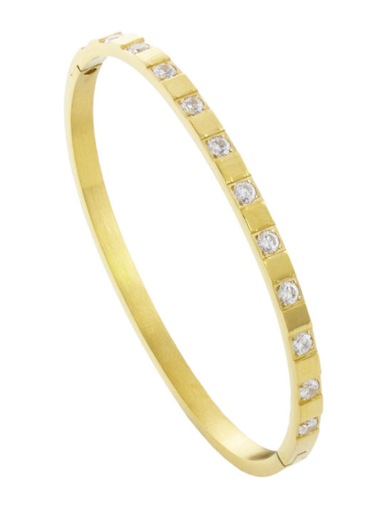 Loisir Women's Bracelet Cuff Steel Gold Plated with Zircon