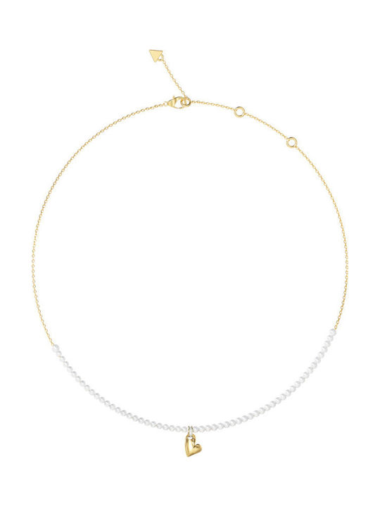 Guess Guess Halskette mit Herz-Design aus Vergoldetem Stahl mit Perlen