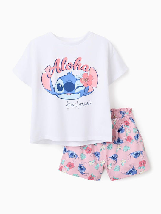 Kids Set With Shorts Summer 2 Pieces Light Pink