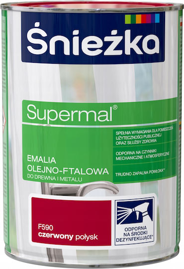 Śnieżka Supermal Öl-Alkyd-Farbe Holz Metall Rot Glänzend 0.8l