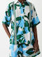 Short Sleeve Women's Linen Shirt Green
