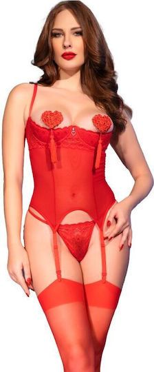 Chilirose Set Sexy De Lenjerie Cu Dantelă Roșie