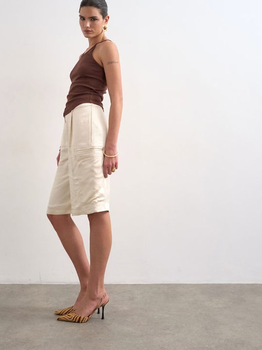 Women's High Waist Shorts Beige