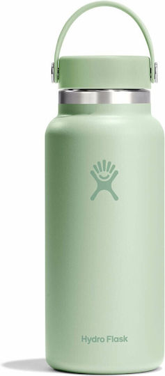 Hydro Flask Wide Flex Thermos Bottle Stainless Steel 946ml Aloe With Straw