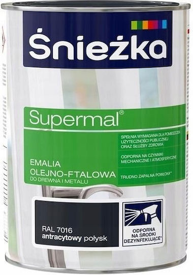 Śnieżka Supermal Oil-alkyd Enamel Wood Metal Anthracite Gloss 0.8l