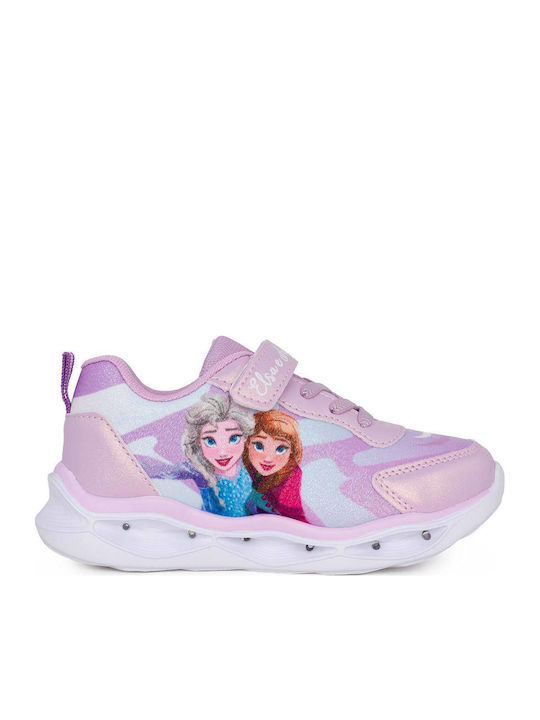 Kids Sneakers with Hoop & Loop Closure & Lights Lilac