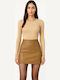 Leather Mini Skirt Brown