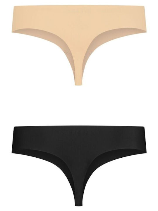Bye Bra Women's String 2Pack Seamless Beige & Black