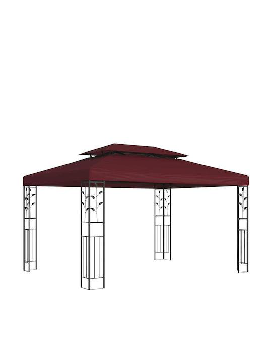 vidaXL Gazebo De Grădină Roșu Cu LED 3.97x2.96m
