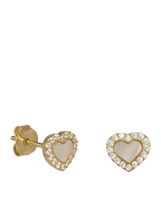 Kids Earrings Studs Heart Made of 9K Gold