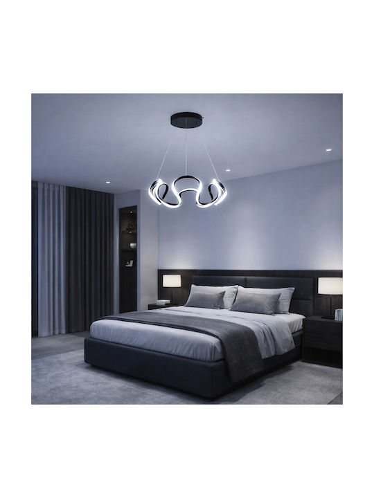 VenCore Black LED Pendant Ceiling Light with Adjustable Warm to Cool White Light 48x48x18cm