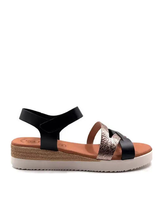 Leather Women's Flat Sandals Flatforms Black